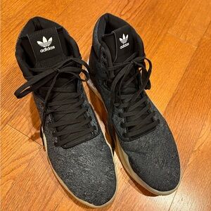 Adidas Tubular Instinct Black Knit High Top Sneakers Men’s 13 Gum Sole